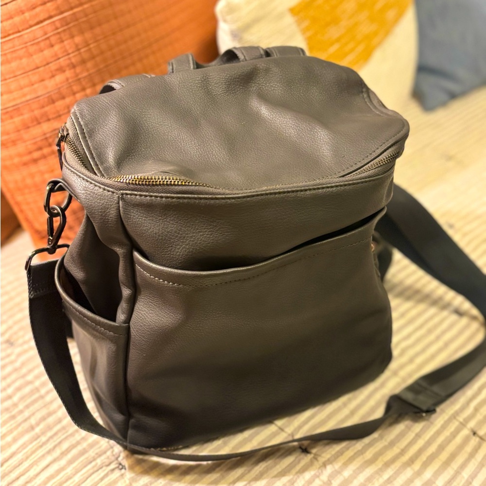 Azaria La Mère Diaper Backpack - Grey Faux Leather